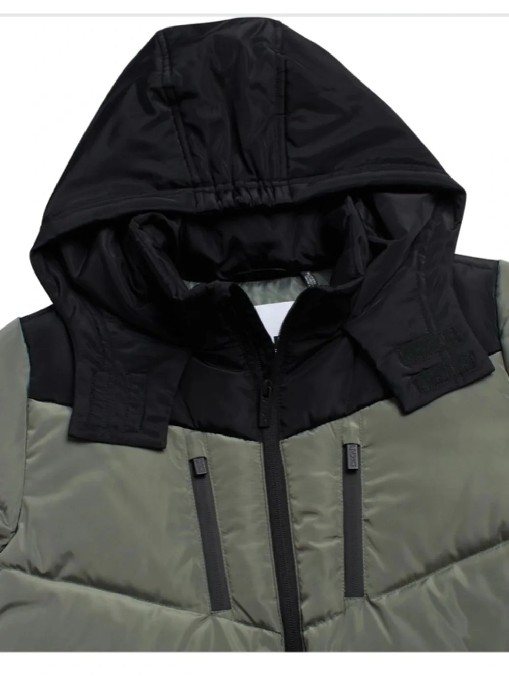 DKNY Boys Olive Green Puffer Jacket with Black Hood